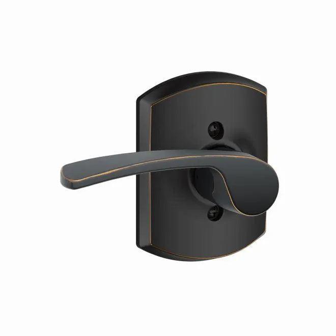 Schlage Left Hand Merano Lever With Greenwich Rosette Half Dummy Aged Bronze