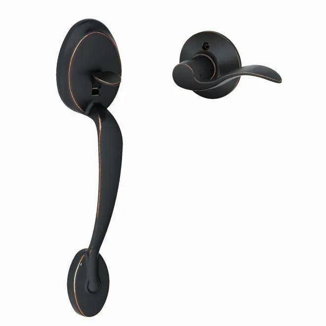 Schlage Plymouth Bottom Half Handleset with Accent Lever Aged Bronze
