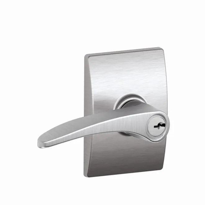 Schlage Manhattan Lever With Century Rosette Keyed Entry Lock Satin Chrome