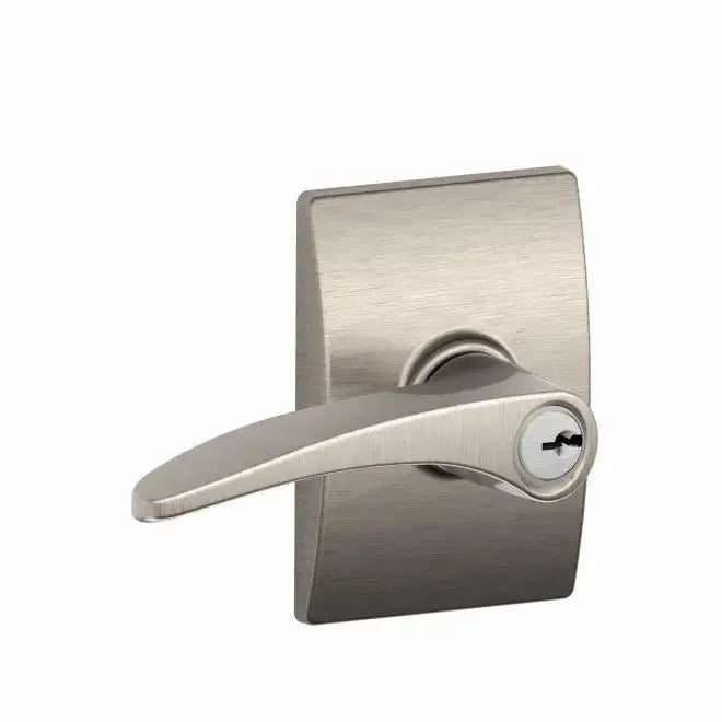 Schlage Manhattan Lever with Century Rosette in Satin Nickel finish