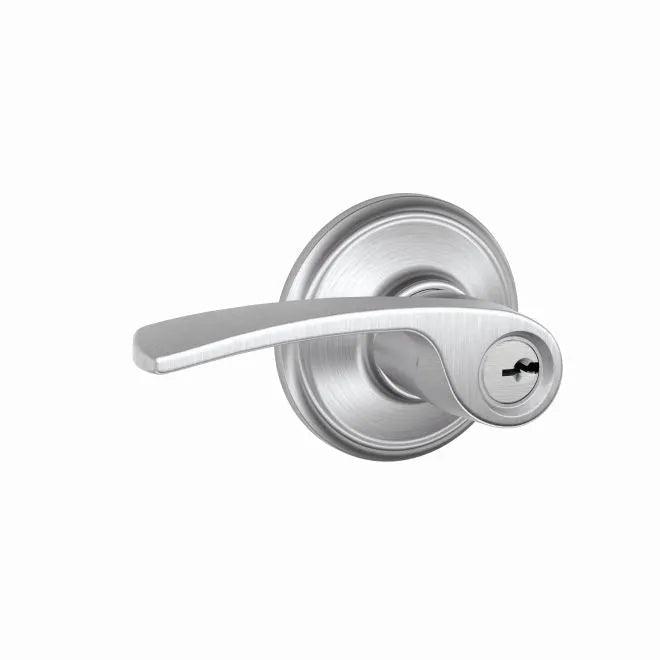 Schlage Merano Lever Keyed Entry Lock Satin Chrome
