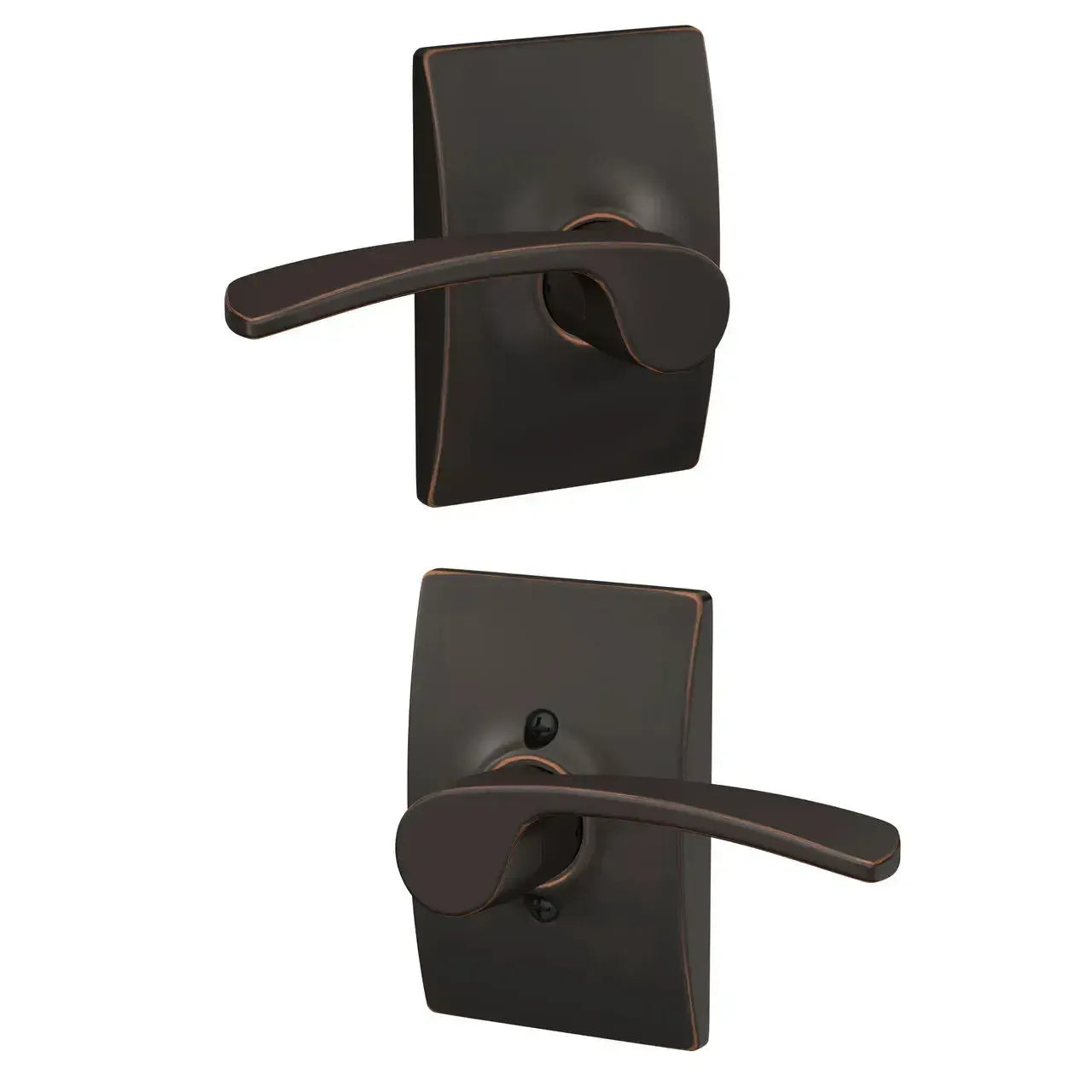 Schlage Merano Lever with Century Rosette in Aged Bronze finish