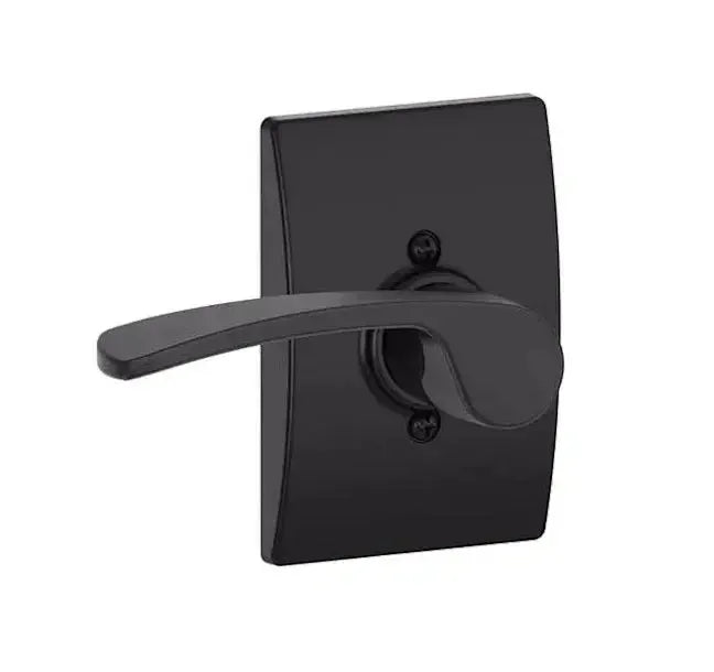 Schlage Merano Lever with Century Rosette in Flat Black finish