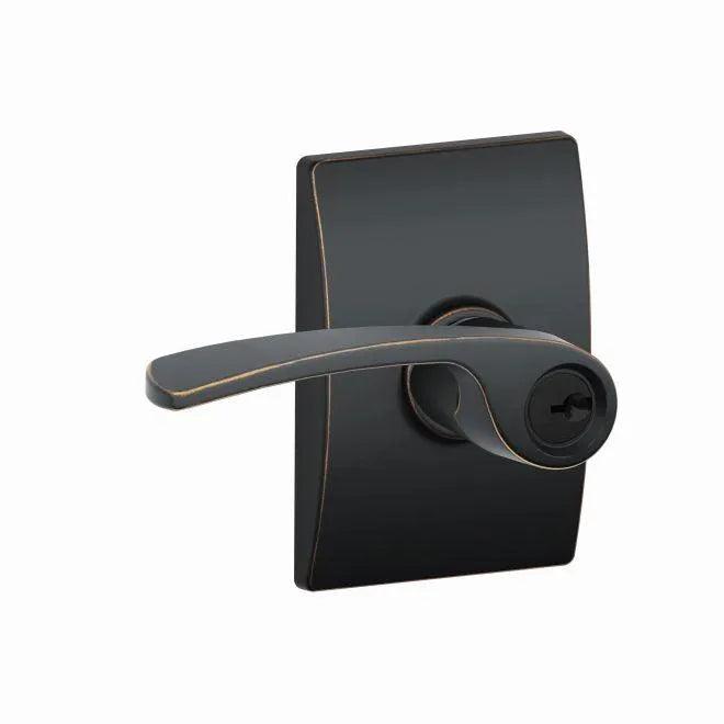 Schlage Merano Lever With Century Rosette Keyed Entry Lock Aged Bronze