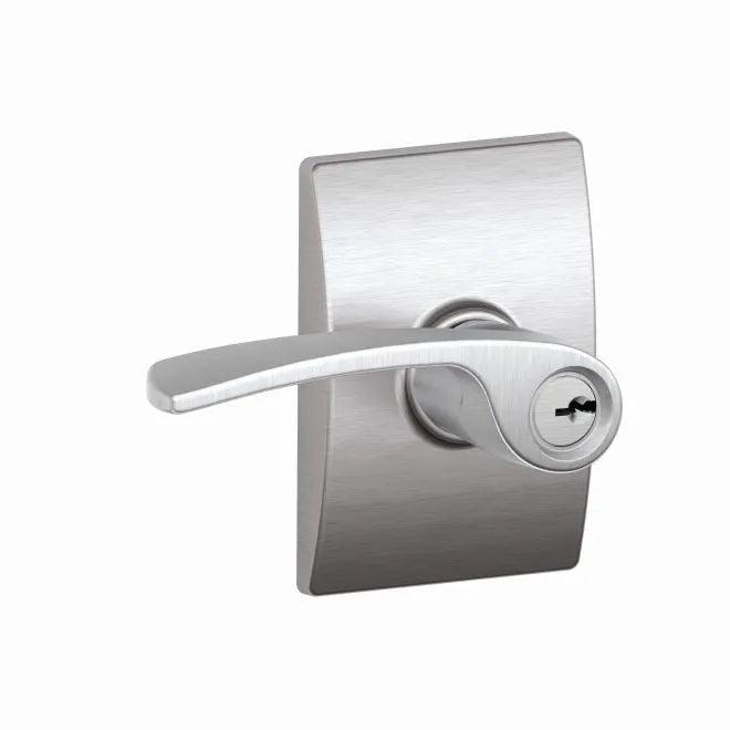 Schlage Merano Lever With Century Rosette Keyed Entry Lock Satin Chrome