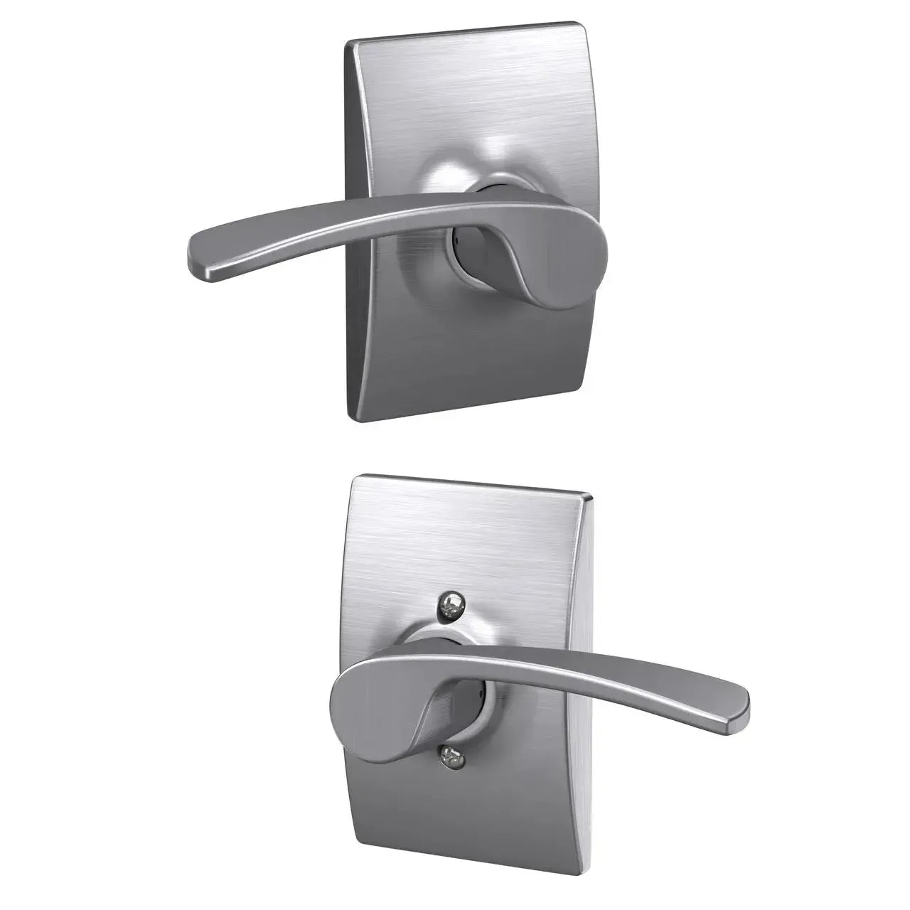 Schlage Merano Lever with Century Rosette in Satin Chrome finish