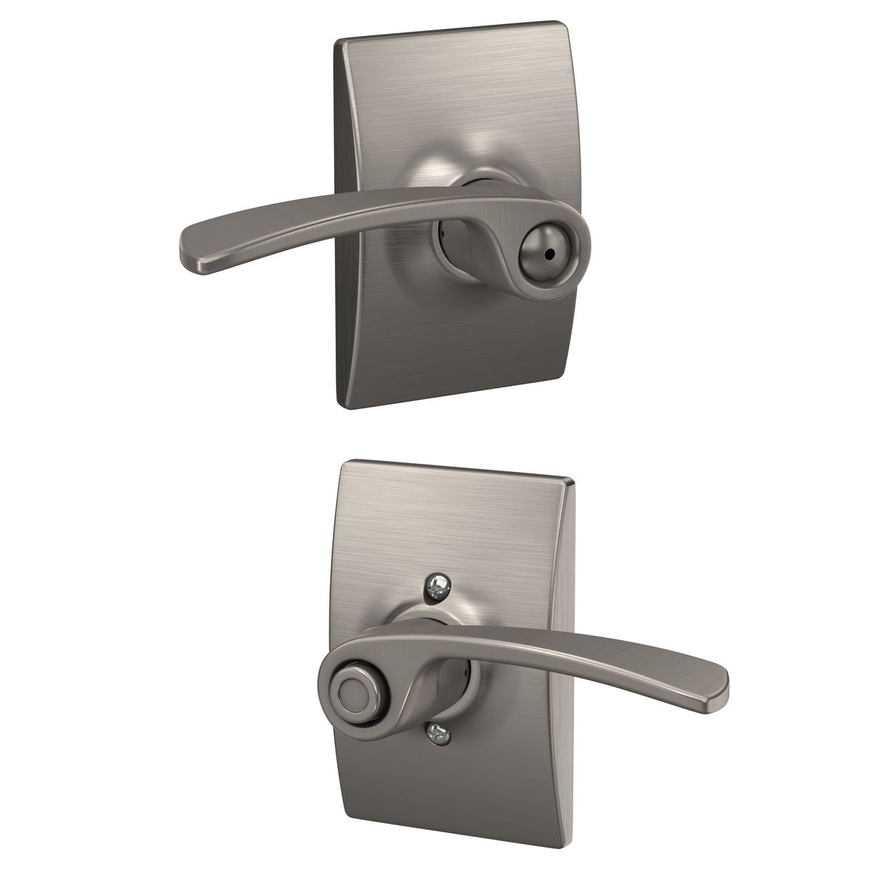 Schlage Merano Lever with Century Rosette Satin Nickel