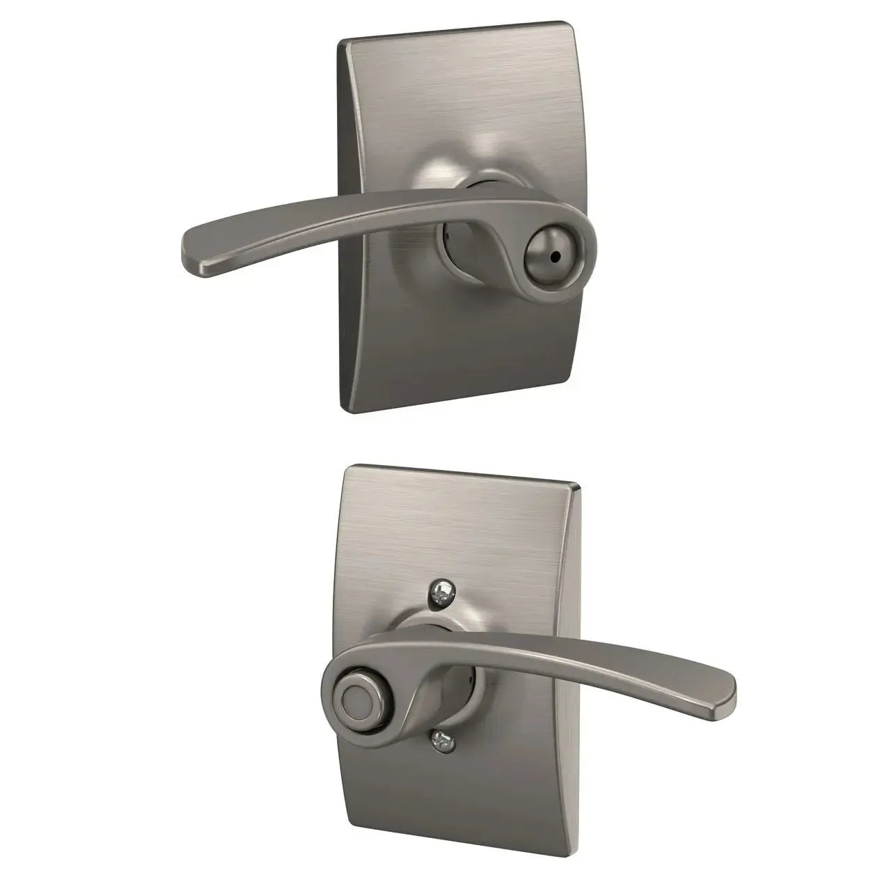 Schlage Merano Lever with Century Rosette in Satin Nickel finish