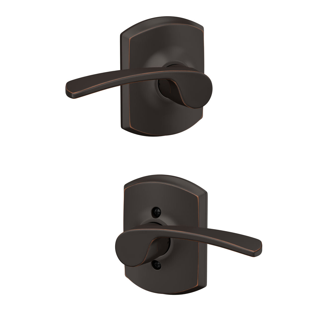 Schlage Merano Lever with Greenwich Rosette Aged Bronze