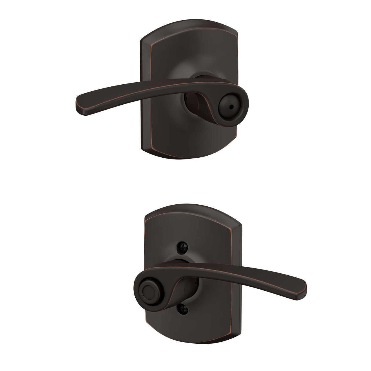 Schlage Merano Lever with Greenwich Rosette Aged Bronze