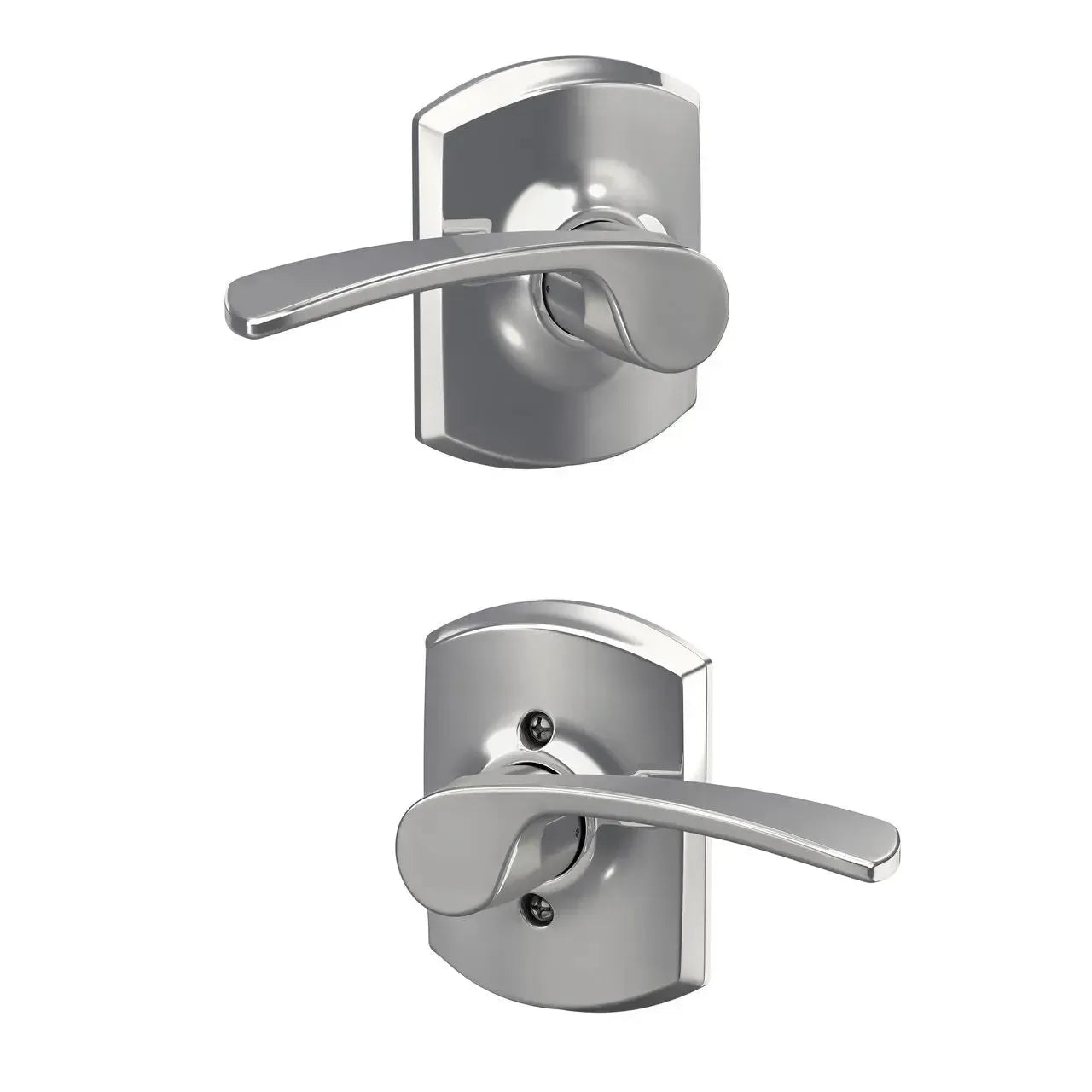 Schlage Merano Lever with Greenwich Rosette in Bright Chrome finish