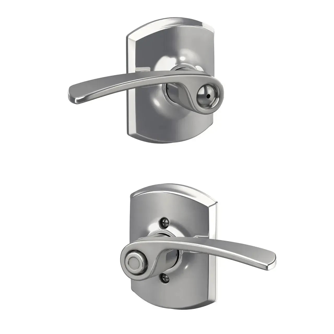 Schlage Merano Lever with Greenwich Rosette in Bright Chrome finish