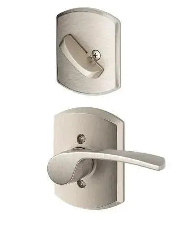 Schlage Merano Lever with Greenwich Rosette Interior Active Trim in Satin Nickel finish