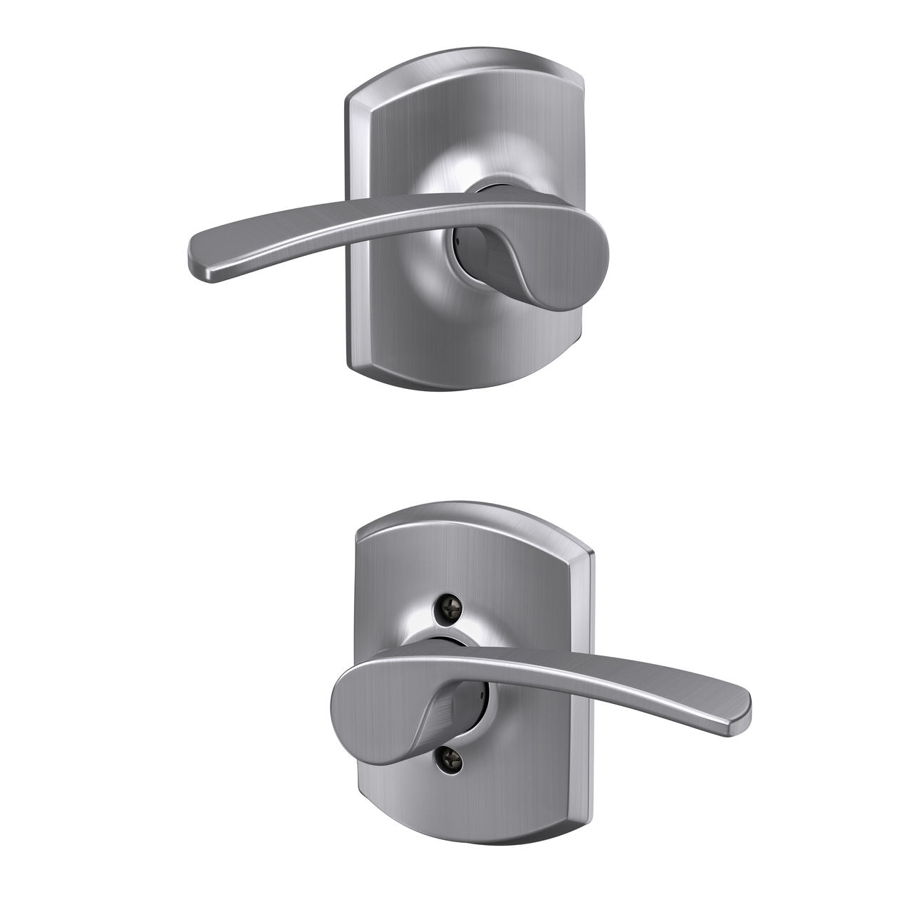 Schlage Merano Lever with Greenwich Rosette Satin Chrome