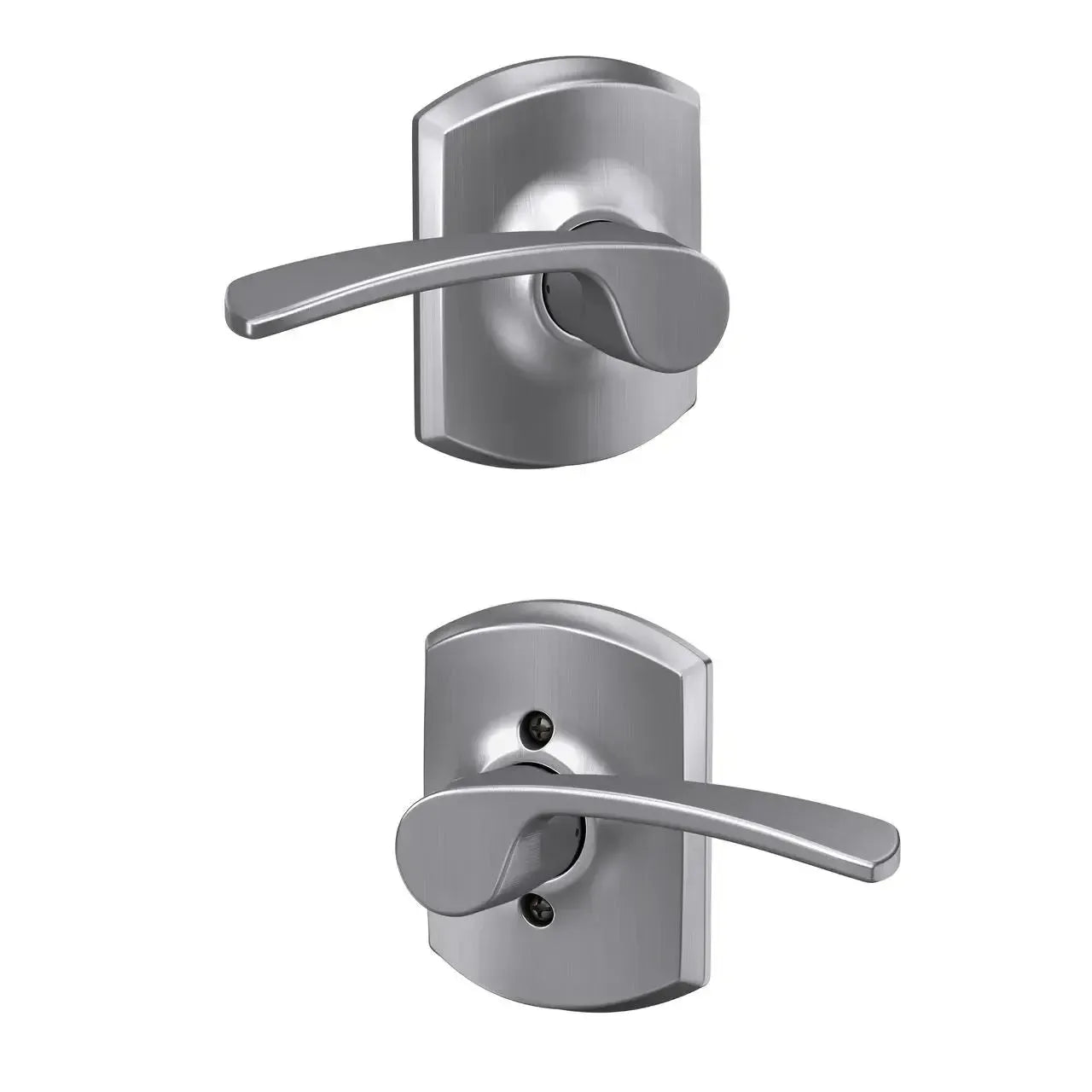 Schlage Merano Lever with Greenwich Rosette in Satin Chrome finish