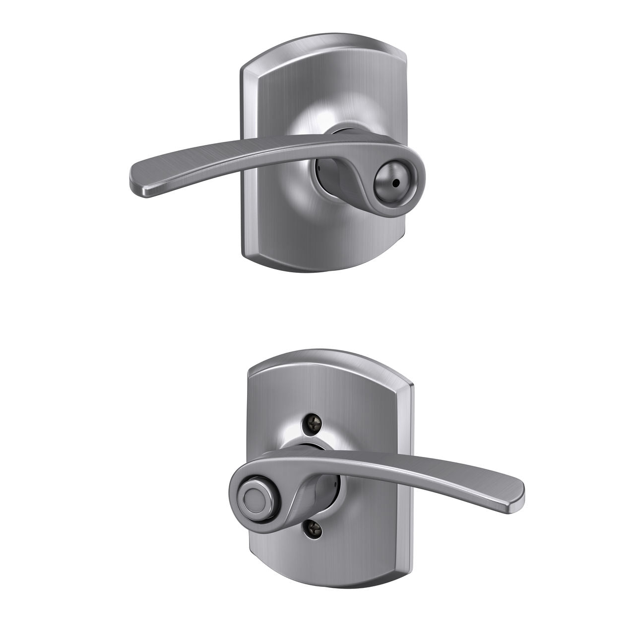 Schlage Merano Lever with Greenwich Rosette Satin Chrome