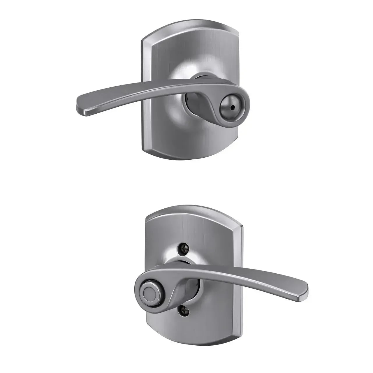 Schlage Merano Lever with Greenwich Rosette in Satin Chrome finish