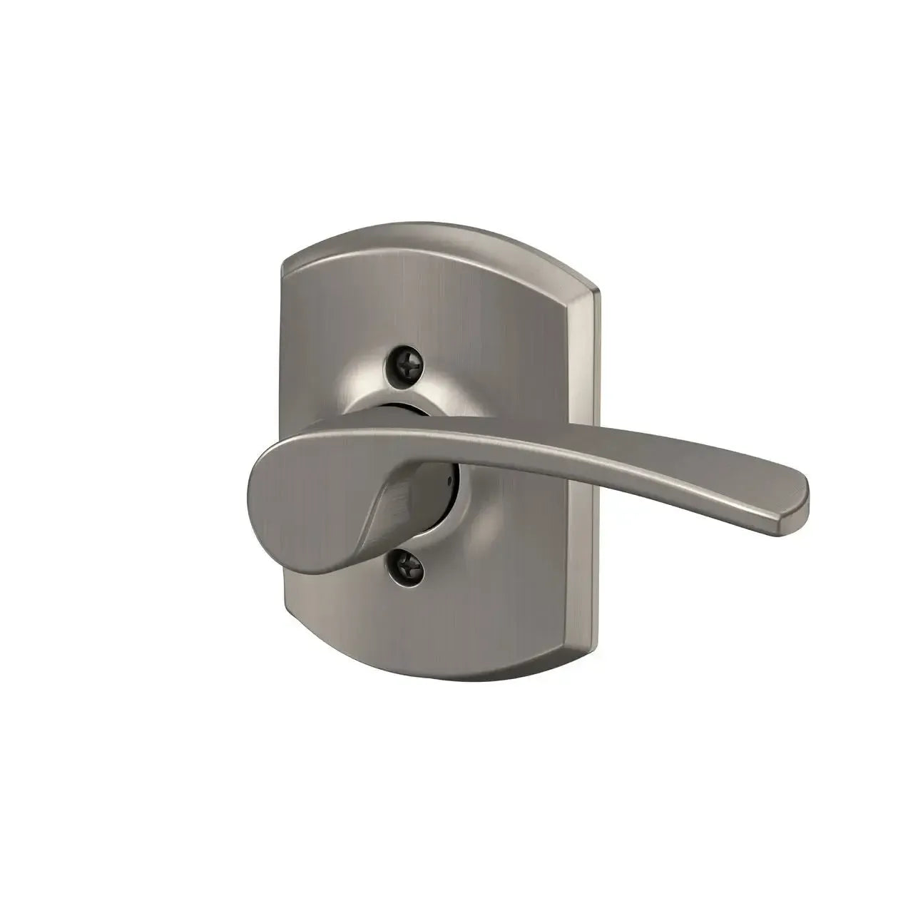 Schlage Merano Lever with Greenwich Rosette in Satin Nickel finish