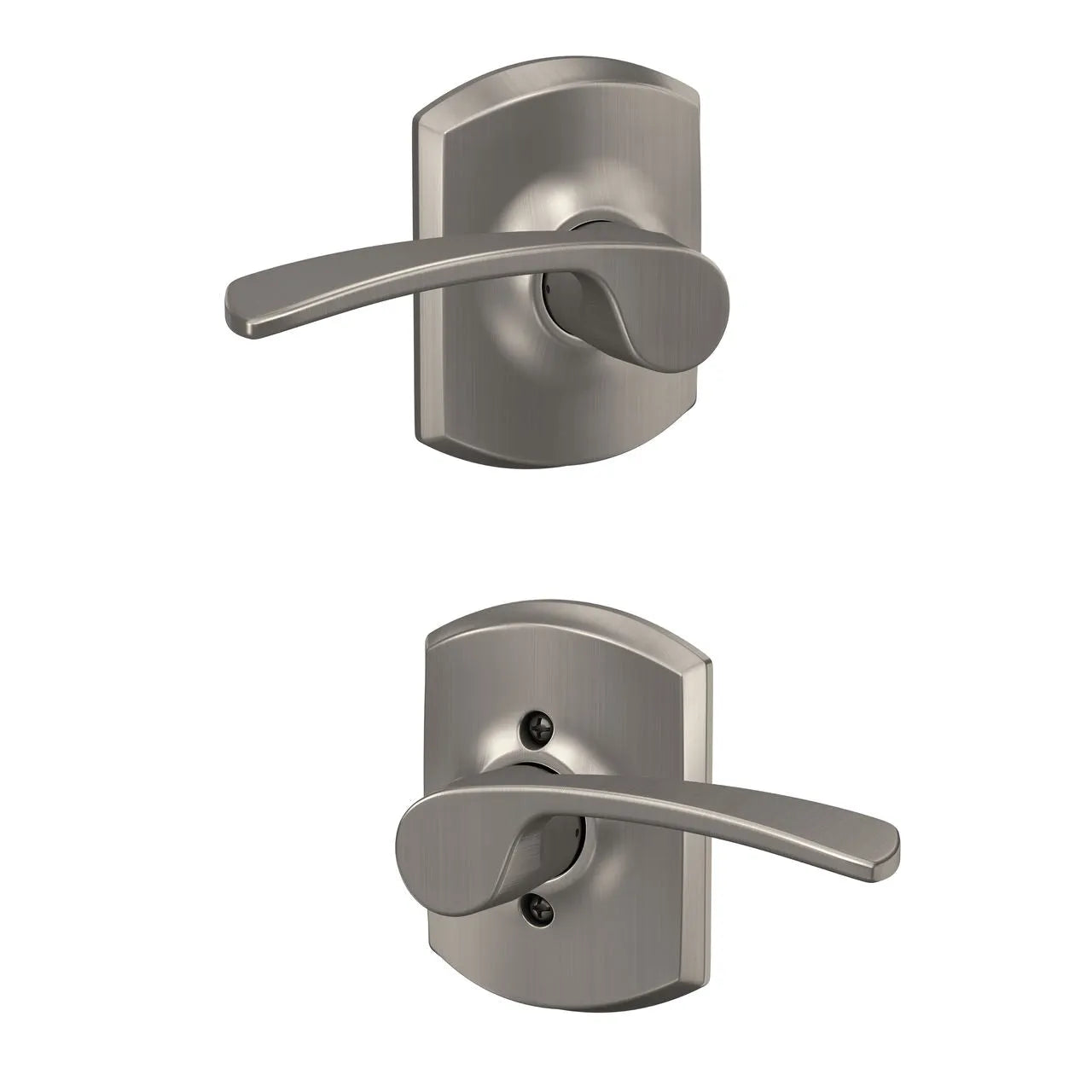 Schlage Merano Lever with Greenwich Rosette Satin Nickel