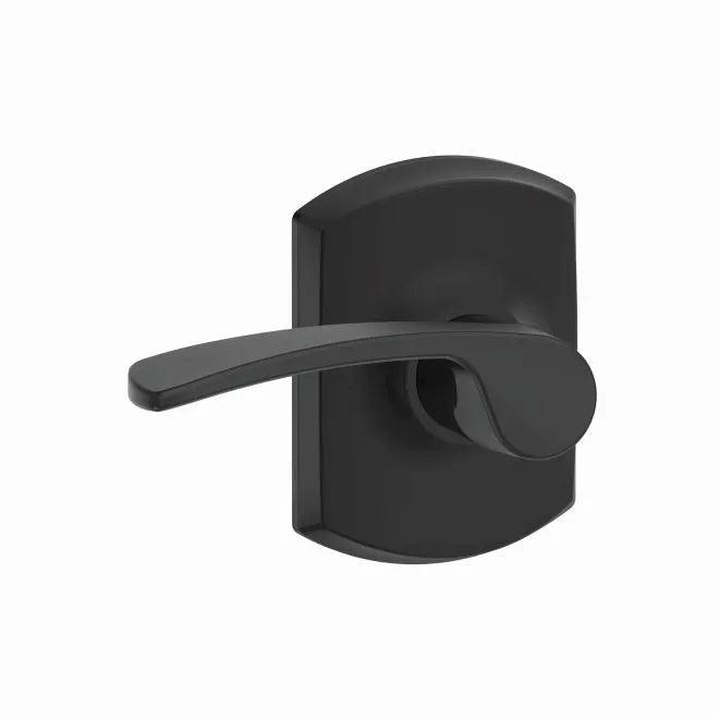Schlage Merano Passage Lever With Greenwich Rosette Flat Black