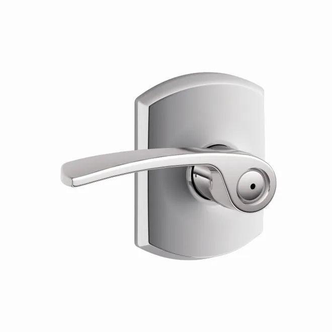 Schlage Merano Privacy Lever With Greenwich Rosette Bright Chrome