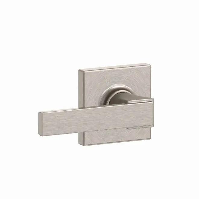 Schlage Northbrook Passage Lever With Collins Rosette Satin Nickel