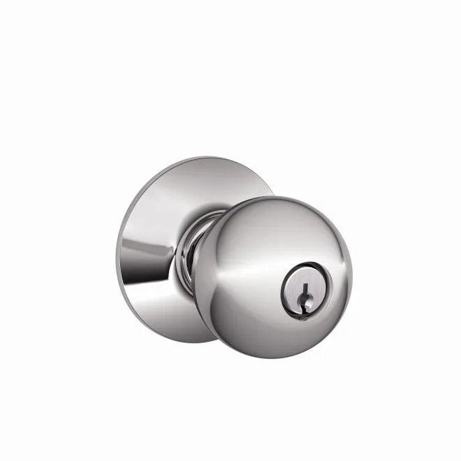 Schlage Orbit Knob Keyed Entry Lock Bright Chrome