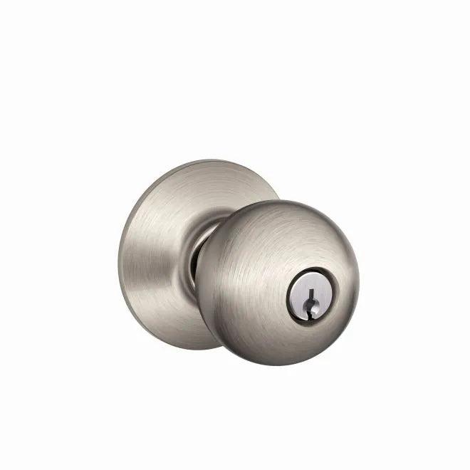 Schlage Orbit Knob Keyed Entry Lock Satin Nickel