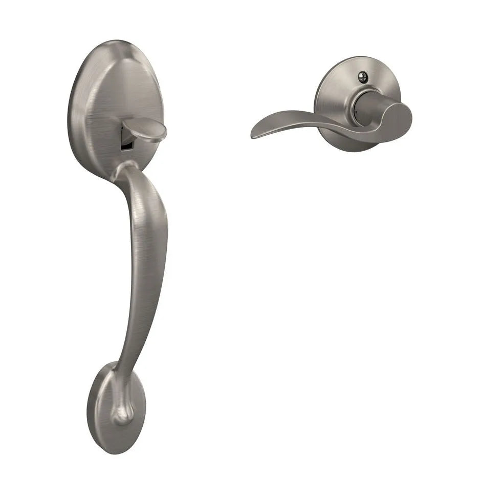 Schlage Plymouth Bottom Half Handleset with Accent Lever Satin Nickel