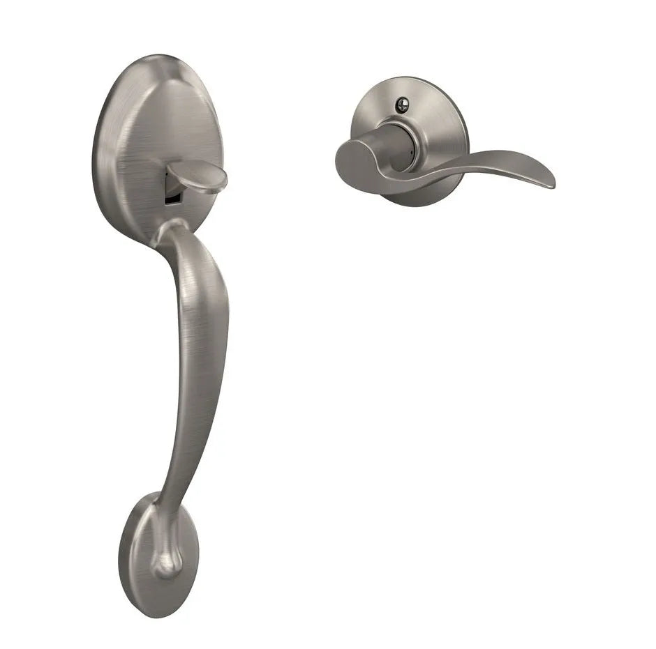 Schlage Plymouth Bottom Half Handleset with Accent Lever Satin Nickel