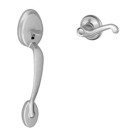 Schlage Plymouth Bottom Half Handleset with Flair Lever Satin Chrome