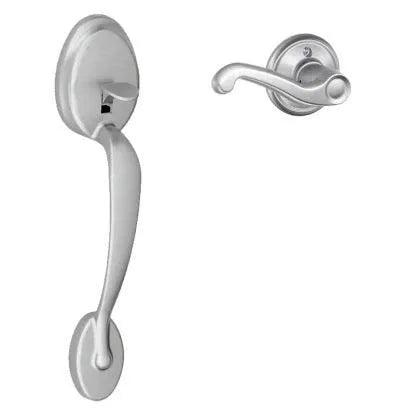 Schlage Plymouth Bottom Half Handleset with Flair Lever Satin Chrome