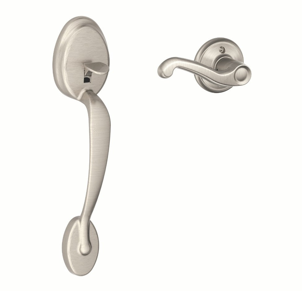Schlage Plymouth Bottom Half Handleset with Flair Lever Satin Nickel
