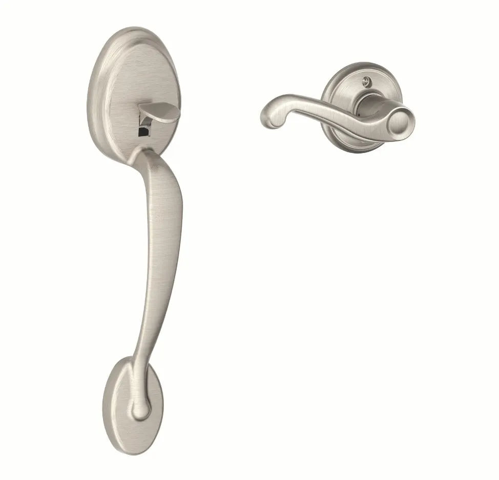 Schlage Plymouth Bottom Half Handleset with Flair Lever Satin Nickel