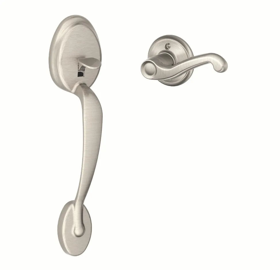 Schlage Plymouth Bottom Half Handleset with Flair Lever Satin Nickel