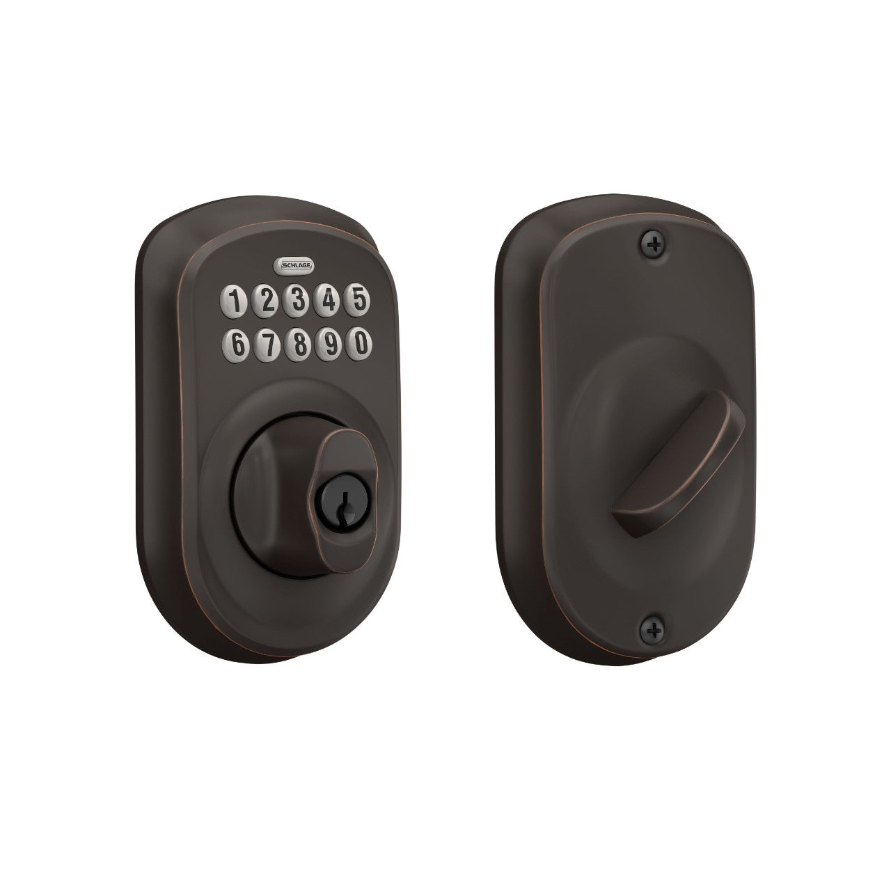 Schlage Plymouth Electronic Keypad Deadbolt Aged Bronze