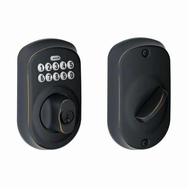 Schlage Plymouth Electronic Keypad Deadbolt in Aged Bronze finish