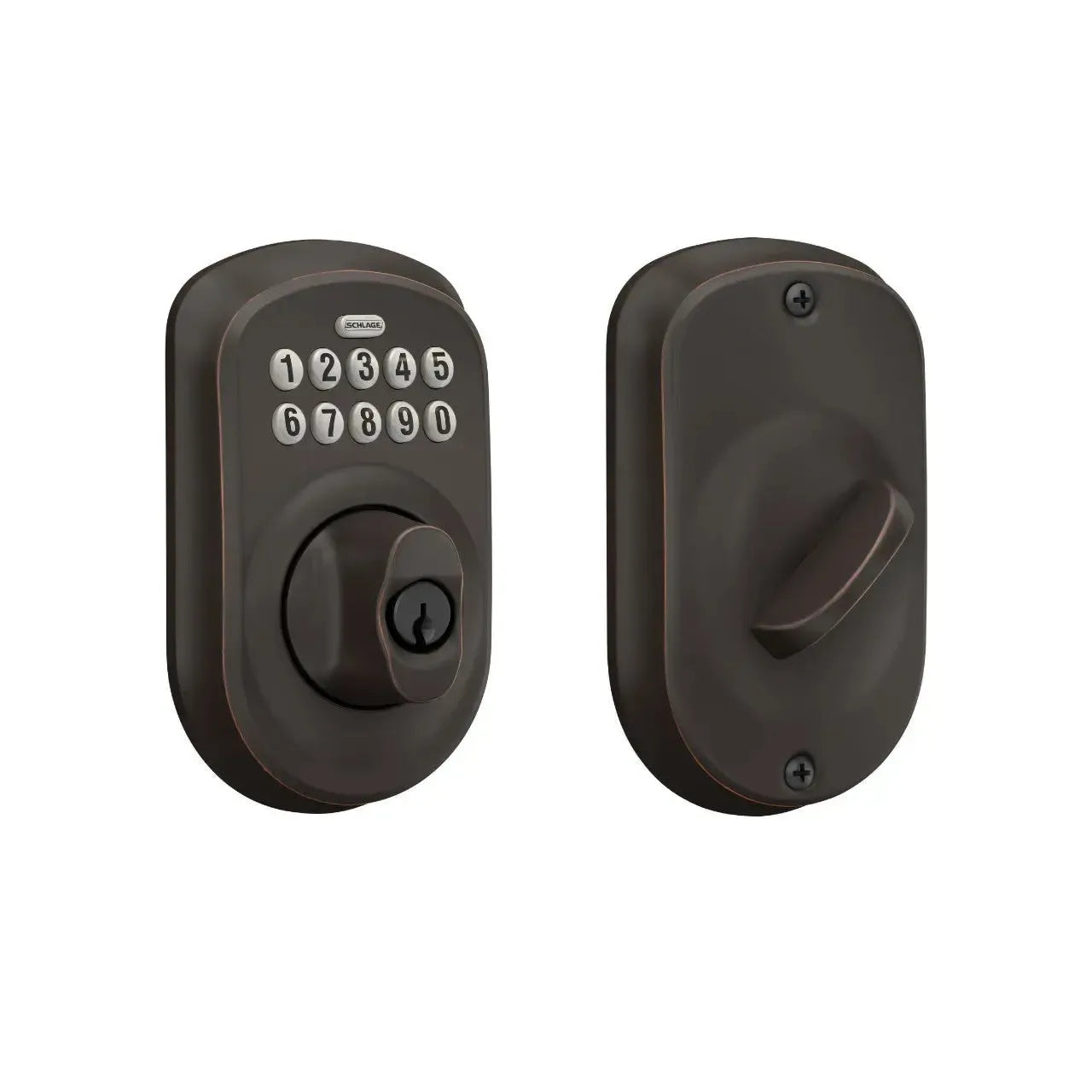 Schlage Plymouth Electronic Keypad Deadbolt in Aged Bronze finish