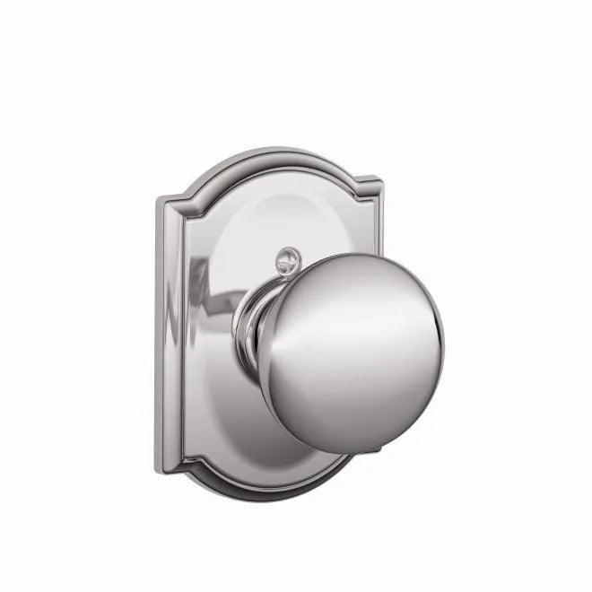 Schlage Plymouth Knob Half Dummy With Camelot Rosette Bright Chrome