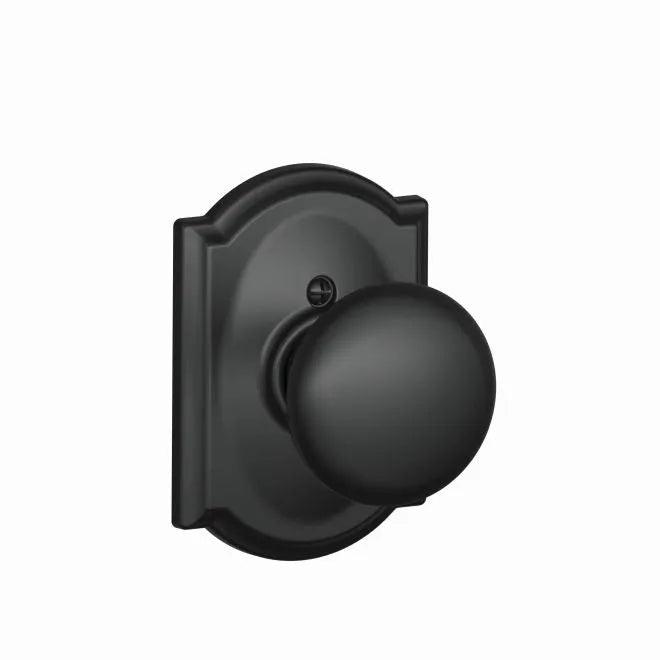 Schlage Plymouth Knob Half Dummy With Camelot Rosette Flat Black