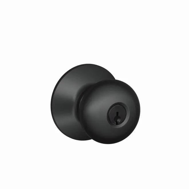 Schlage Plymouth Knob Keyed Entry Lock Flat Black