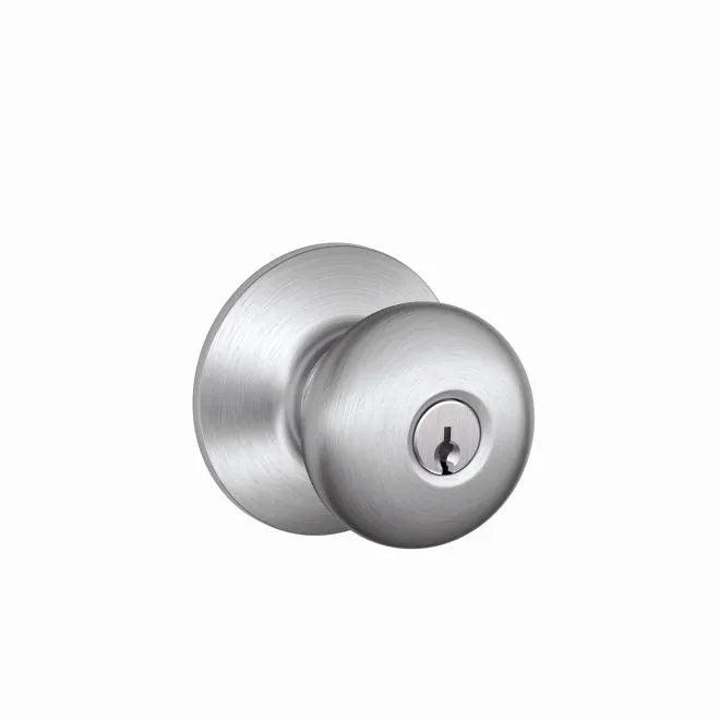 Schlage Plymouth Knob Keyed Entry Lock Satin Chrome