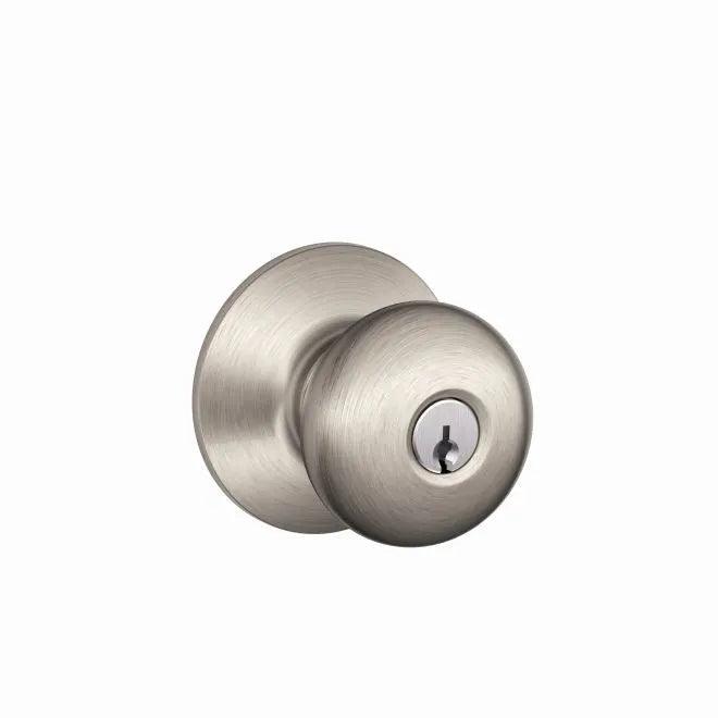 Schlage Plymouth Knob Keyed Entry Lock Satin Nickel