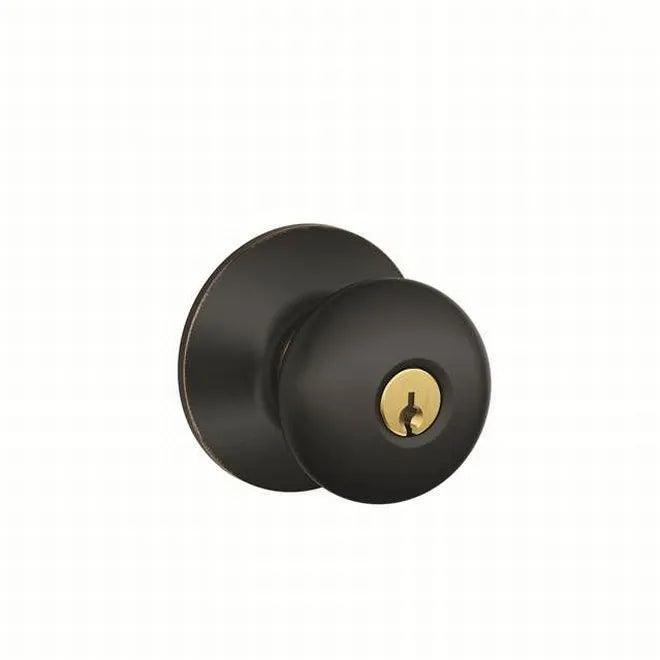 Schlage Plymouth Knob Storeroom Lock Aged Bronze