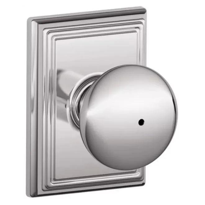 Schlage Plymouth Privacy Knob With Addison Rosette Bright Chrome