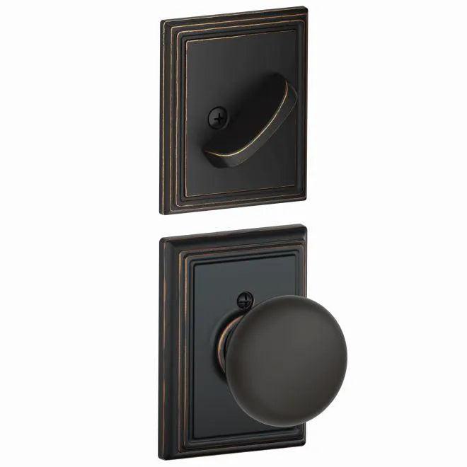 Schlage Plymouth Knob With Addison Rosette Interior Active Trim - Exterior Handleset Sold Separately Aged Bronze