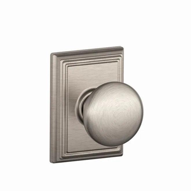 Schlage Plymouth Passage Knob With Addison Rosette Satin Nickel