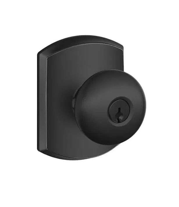 Schlage Plymouth Knob with Greenwich Rosette Matte Black