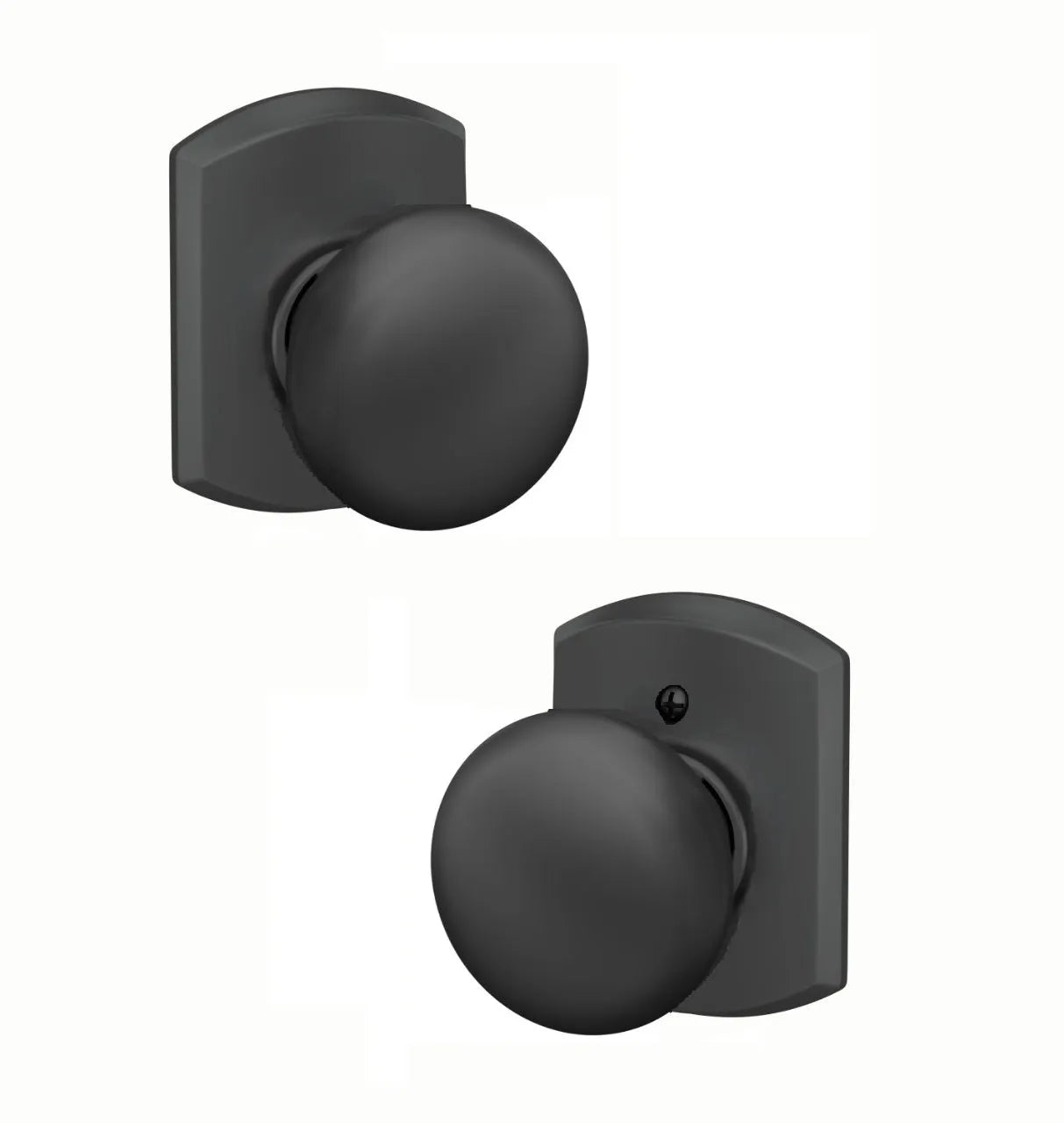 Schlage Plymouth Knob with Greenwich Rosette Matte Black