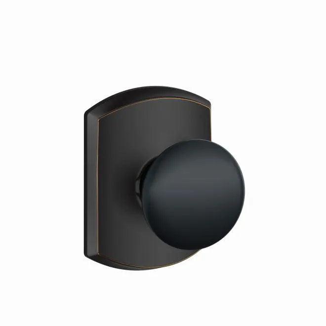 Schlage Plymouth Passage Knob With Greenwich Rosette in Aged Bronze finish